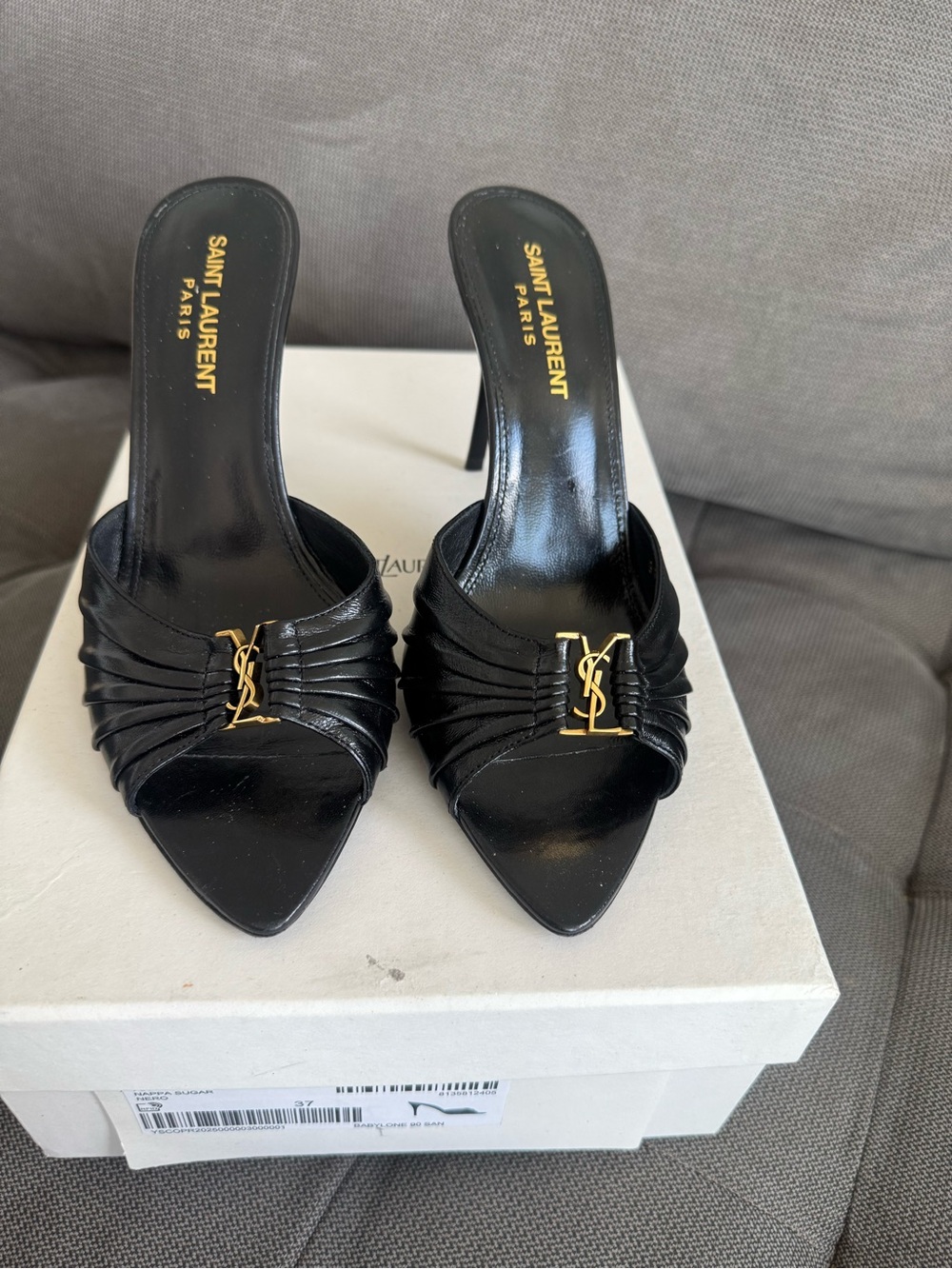 Saint Laurent Black Babylone Mules, 90mm, Size 37